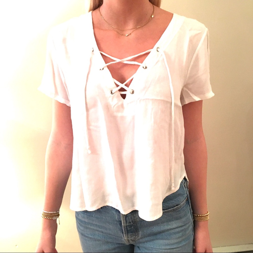 Elan Lace Up Top sz Medium